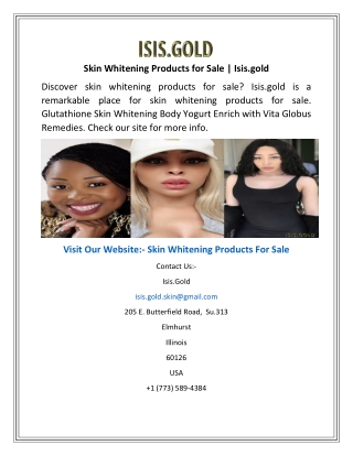 Skin Whitening Products for Sale  Isis.gold