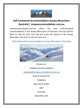 Self Contained Accommodation Snowy Mountains Australia | snowaccommodation.com.a