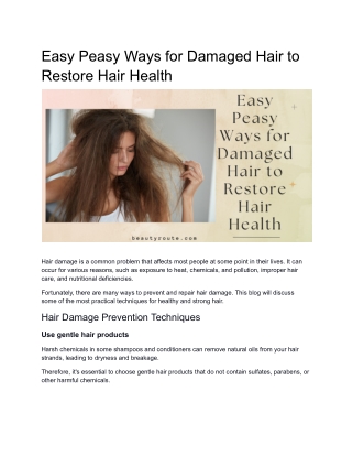 Easy Peasy Ways for Damaged Hair to Restore Hair Health