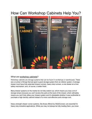 How Can Workshop Cabinets Help You