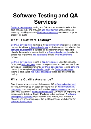 Software Testing and QA Services