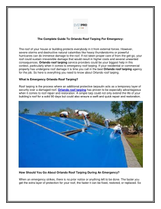 The Complete Guide To Orlando Roof Tarping For Emergency