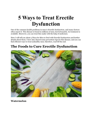 5 Ways to Treat Erectile Dysfunction
