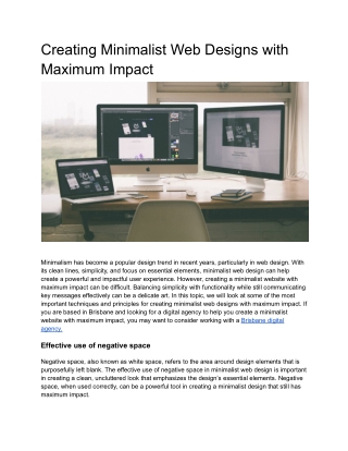 Creating Minimalist Web Designs with Maximum Impact