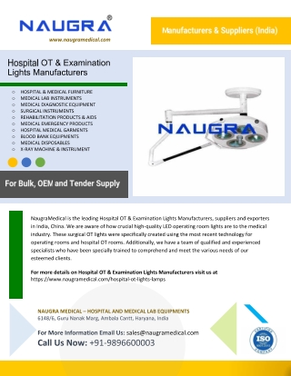 Hospital OT & Examination Lights Manufacturers