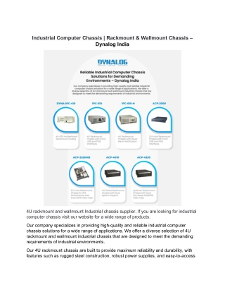 4U rackmount and wallmount computer Industrial chassis supplier – Dynalog India