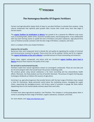 The Humongous Benefits Of Organic Fertilizers