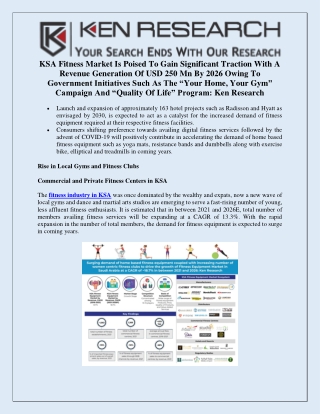 KSA Fitness Equipment End User Industry - Ken Research