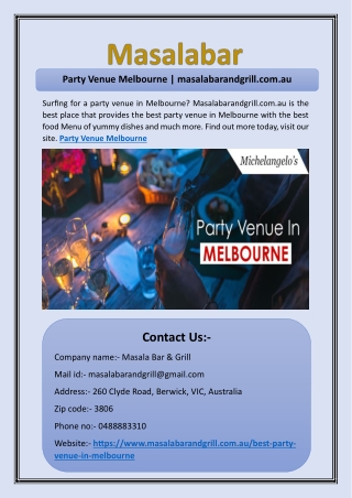 Party Venue Melbourne | masalabarandgrill.com.au