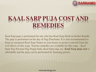 Kaal Sarp puja cost and remedies