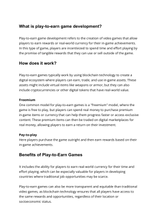 Play-to-earn game development