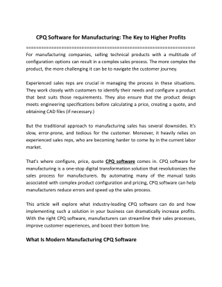 CPQ Software for Manufacturing_ The Key to Higher Profits