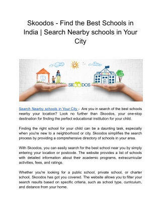 Skoodos - Find the Best Schools in India _ Search Nearby schools in Your City