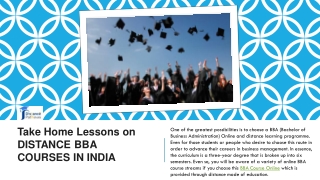 Take Home Lessons on DISTANCE BBA COURSES IN INDIA