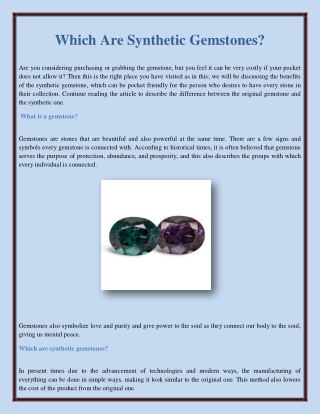 Which Are Synthetic Gemstones?