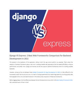 Django VS Express- 2 Best Web Frameworks Comparison for Backend Development in 2022