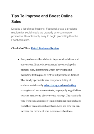 Tips To Improve and Boost Online Sales