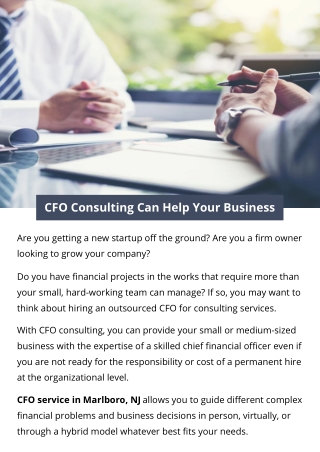 CFO Consulting Can Help Your Business