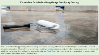 Know A Few Facts Before Using Garage Floor Epoxy Flooring