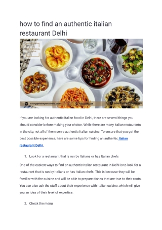 How to find an authentic italian restaurant Delhi