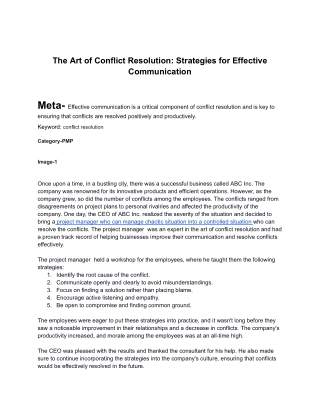 The Art of Conflict Resolution_ Strategies for Effective Communication