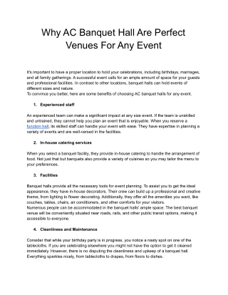 Why AC Banquet Hall Are Perfect Venues For Any Event