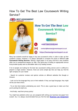 How To Get The Best Law Coursework Writing Service