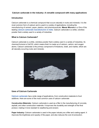 Calcium Carbonate Suppliers in India