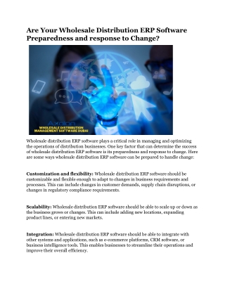 Are Your Wholesale Distribution ERP Software Preparedness and response to Change