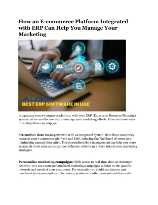 How an E-commerce Platform Integrated with ERP Can Help You Manage Your Marketing