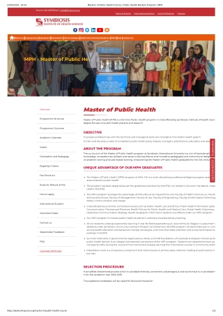 Masters of Public Health Course-Public Health Masters Program-MPH