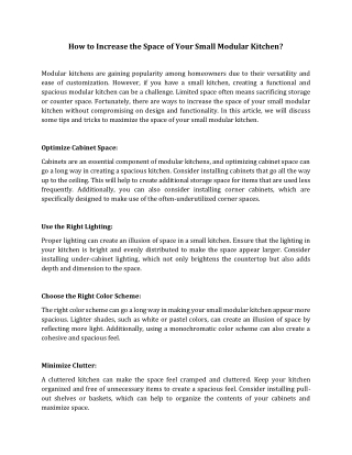 How to Increase the Space of Your Small Modular Kitchen
