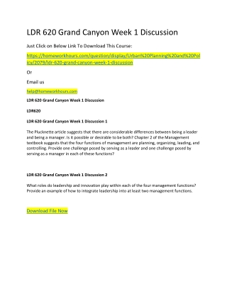 LDR 620 Grand Canyon Week 1 Discussion