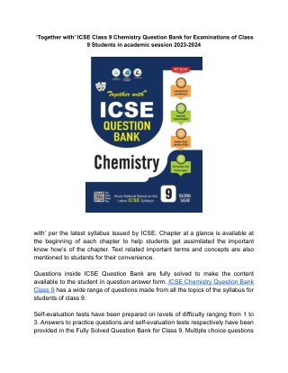 ICSE Class 9 Chemistry Question Bank 2023 for Examination