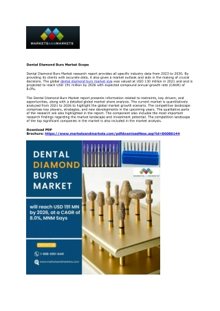 Dental Diamond Burs Market 2023 Size, Share, Growth Rate & Forecast