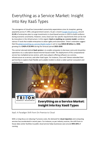 Everything as a Service Market: Insight into Key XaaS Types