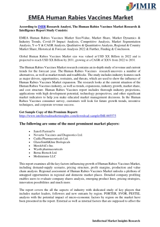EMEA Human Rabies Vaccines Market