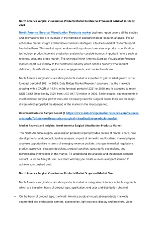 North America Surgical Visualization Products Market to Observe Prominent CAGR of 14.1 by 2028