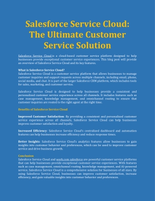 Salesforce Service Cloud The Ultimate Customer Service Solution