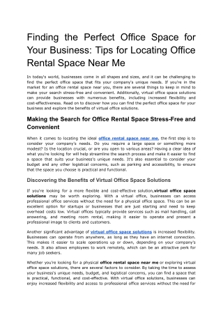 Office Rental Space Near Me