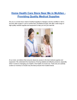 Home Health Care Store Near Me in McAllen - Providing Quality Medical Supplies