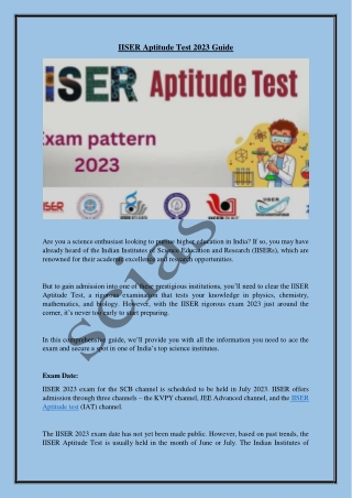 IISER Aptitude Test 2023 Guide