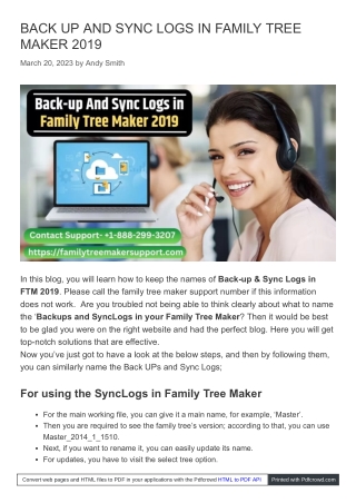 Back-Up & Sync Logs in Family Tree Maker 2019