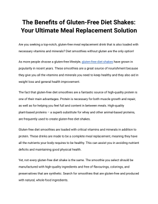 The Benefits of Gluten-Free Diet Shakes_ Your Ultimate Meal Replacement Solution