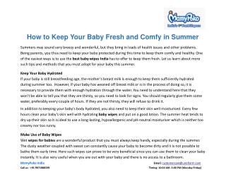 How to Keep Your Baby Fresh and Comfy in Summer