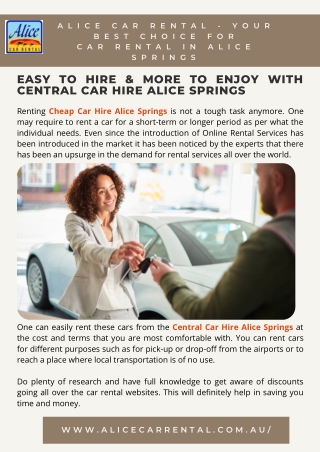 Easy to hire & More to Enjoy with Central Car Hire Alice Springs