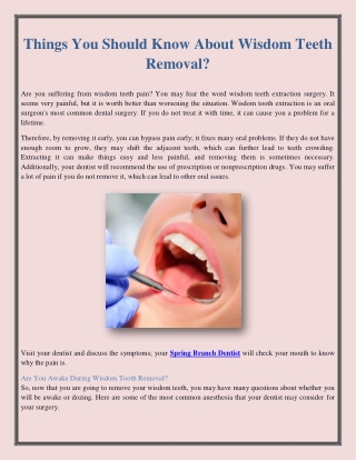 Things You Should Know About Wisdom Teeth Removal?