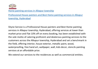 Home painting services in Alkapur township