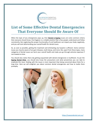 List of Some Effective Dental Emergencies That Everyone Should Be Aware Of