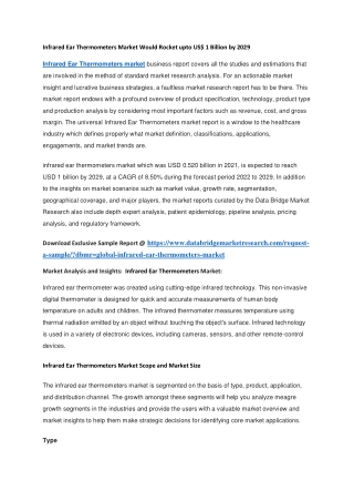 Infrared Ear Thermometers Market Would Rocket upto US 1 Billion by 2029